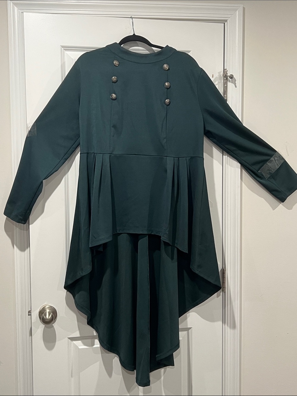 Women’s Dark Teal High-Low Layered Dress or shirt with Button Detail